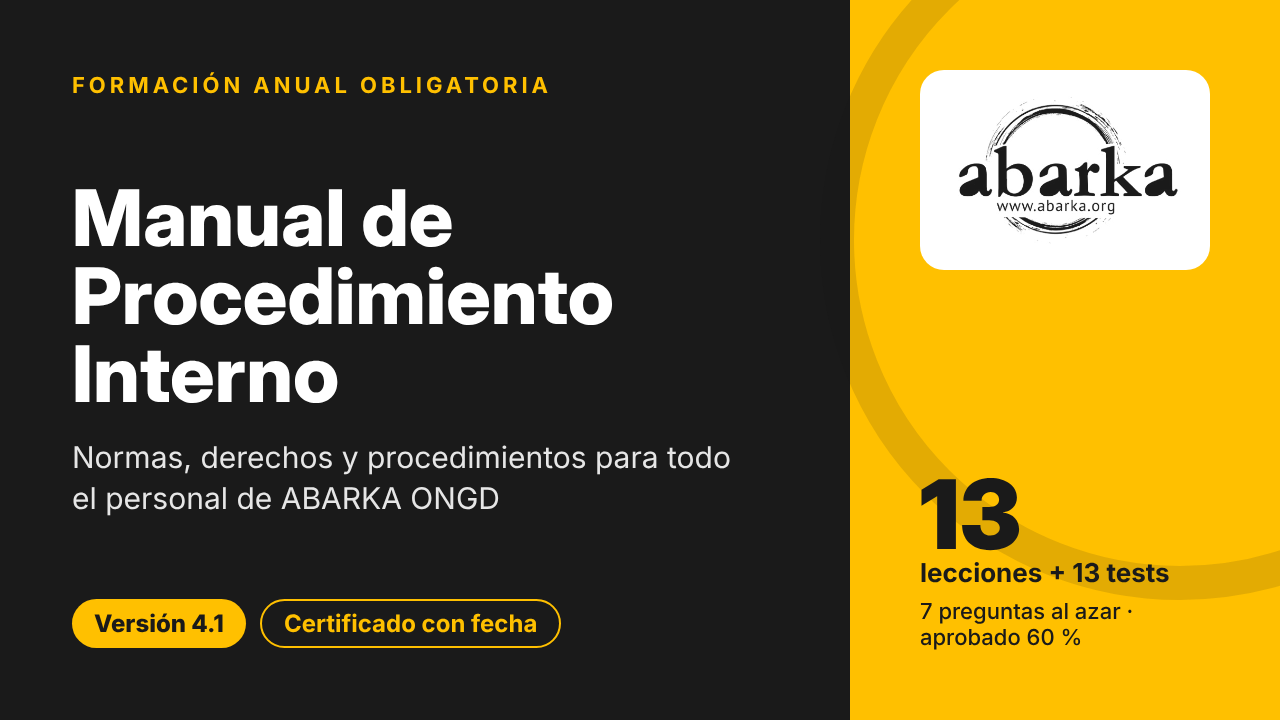 Manual de Procedimiento Interno de ABARKA (v4.1) – Formación anual obligatoria