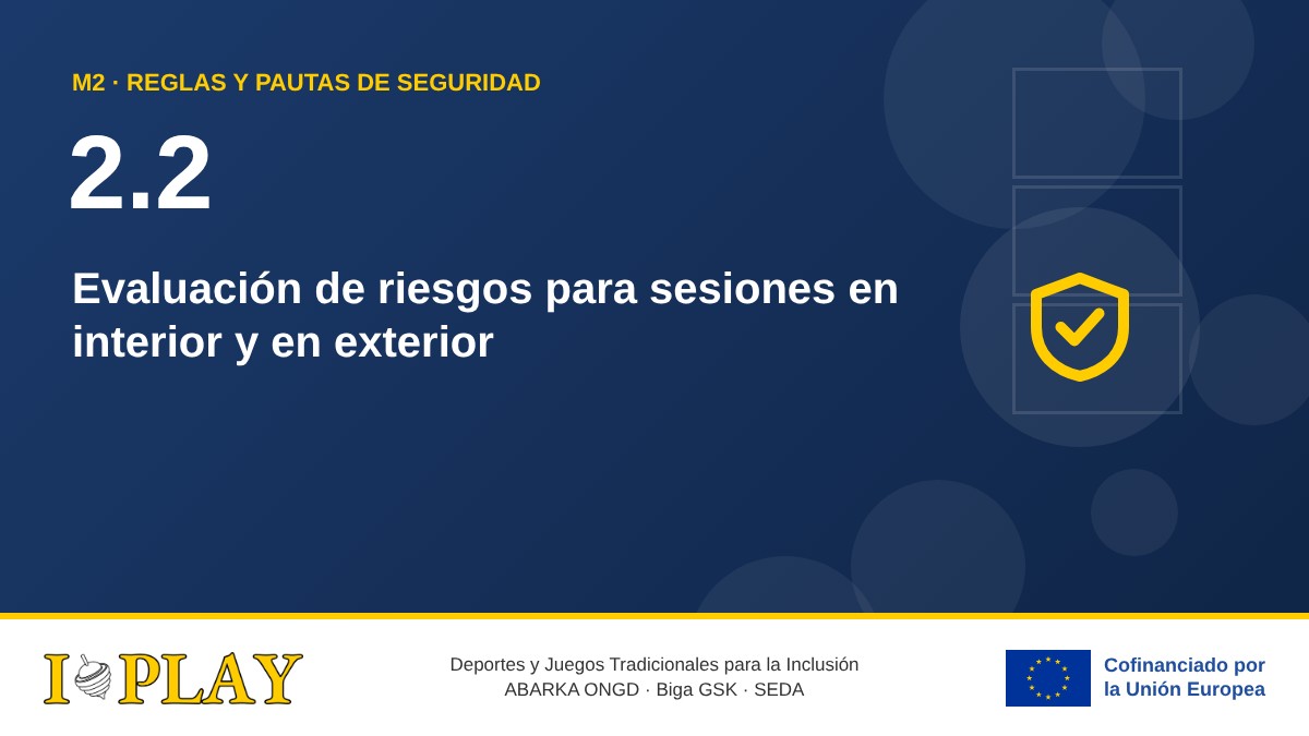 2.2 Evaluación de riesgos para sesiones en interior y en exterior