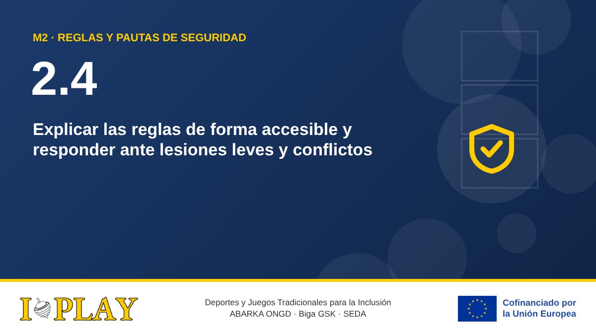 2.4 Explicar las reglas de forma accesible y responder ante lesiones leves y conflictos