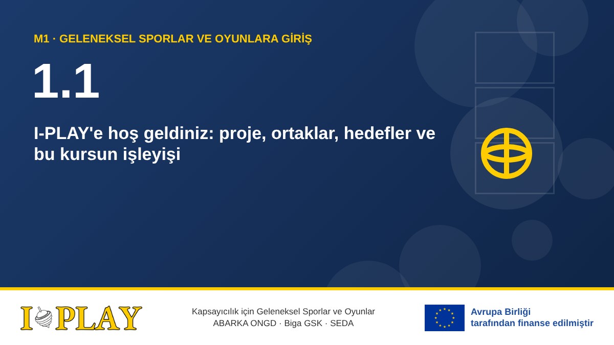 1.1 I-PLAY’e hoş geldiniz: proje, ortaklar, hedefler ve bu kursun işleyişi