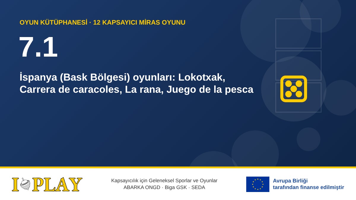 7.1 İspanya (Bask Bölgesi) oyunları: Lokotxak, Carrera de caracoles, La rana, Juego de la pesca